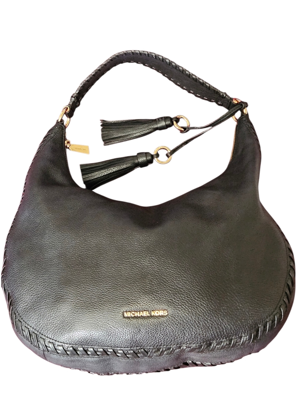 Michael Kors Lauryn Large Hobo Shoulder Bag - Black Leather ~ EUC - Picture 3 of 8